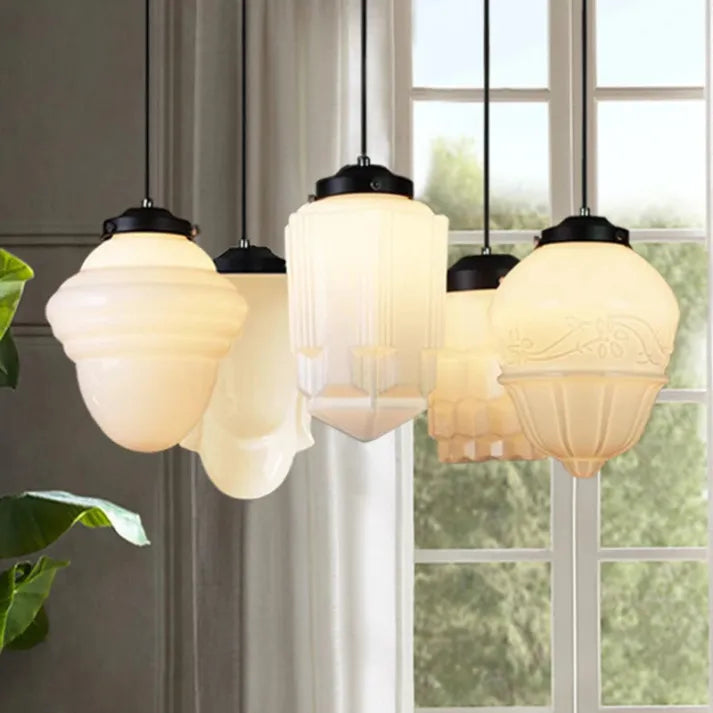 Chic Geometric Pendant Lamp in Matte Glass - GeoDrop