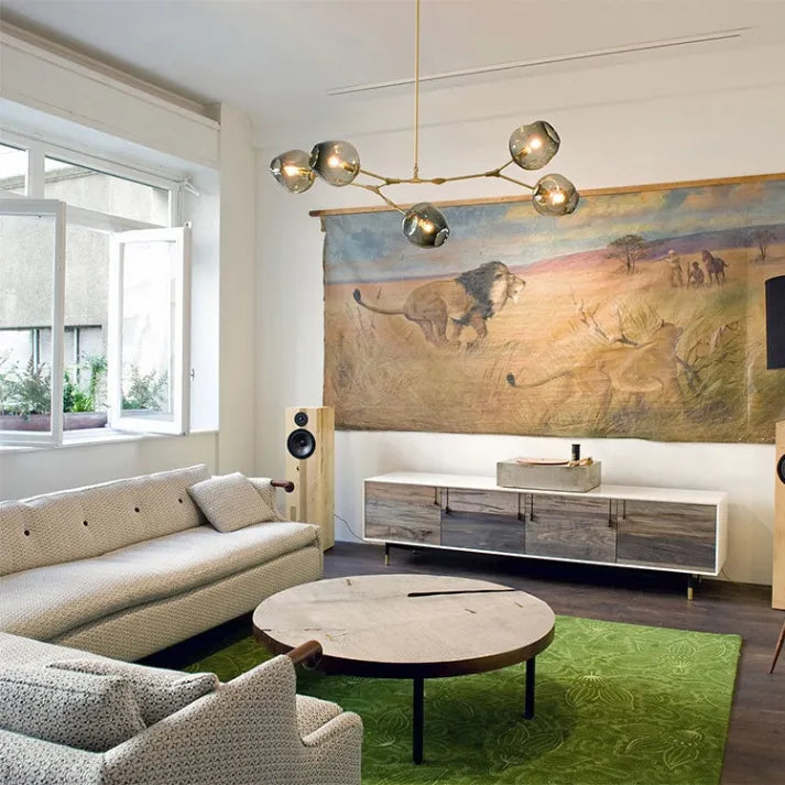 Modern Sputnik Pendant Lamp with Glass Bubble Accents - BubbleDrop