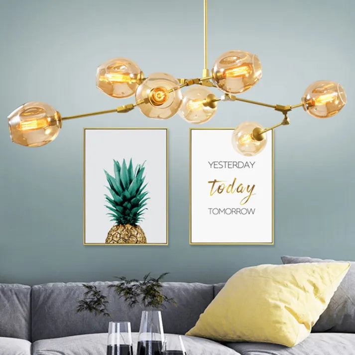 Modern Sputnik Pendant Lamp with Glass Bubble Accents - BubbleDrop