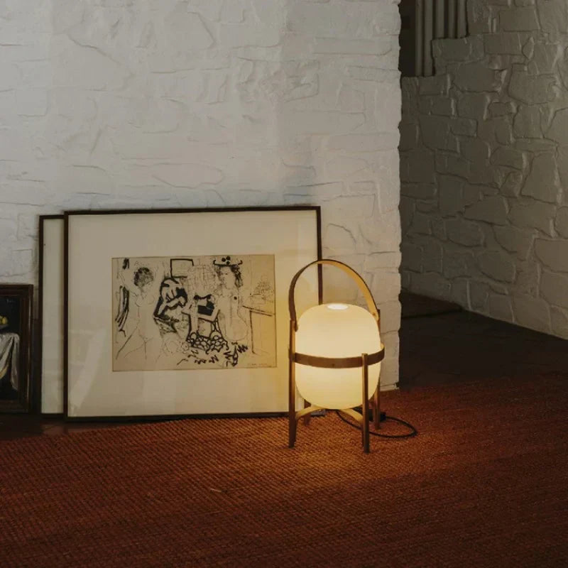 Woven Basket LED Lamp for Ambient Elegance - BasketTable