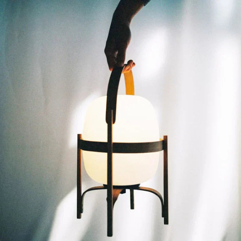 Woven Basket LED Lamp for Ambient Elegance - BasketTable