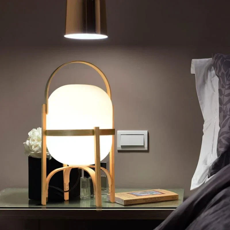 Woven Basket LED Lamp for Ambient Elegance - BasketTable