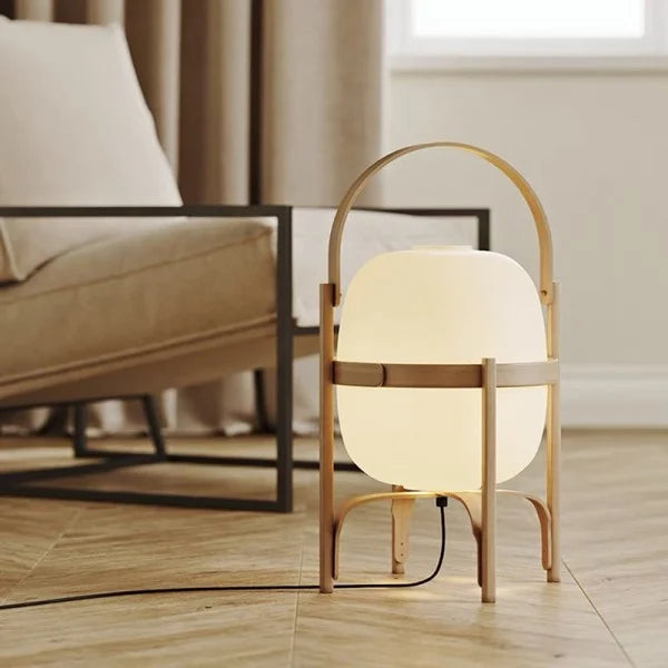 Woven Basket LED Lamp for Ambient Elegance - BasketTable