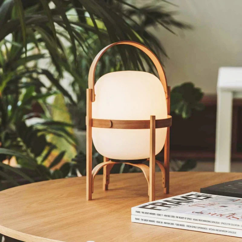 Woven Basket LED Lamp for Ambient Elegance - BasketTable