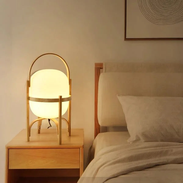 Woven Basket LED Lamp for Ambient Elegance - BasketTable