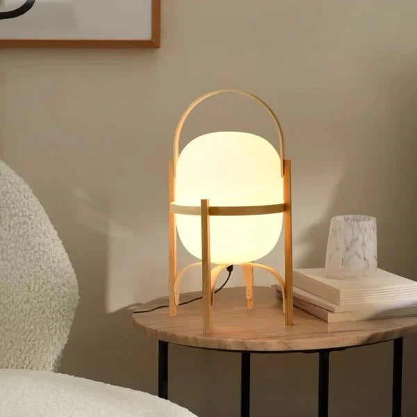 Woven Basket LED Lamp for Ambient Elegance - BasketTable