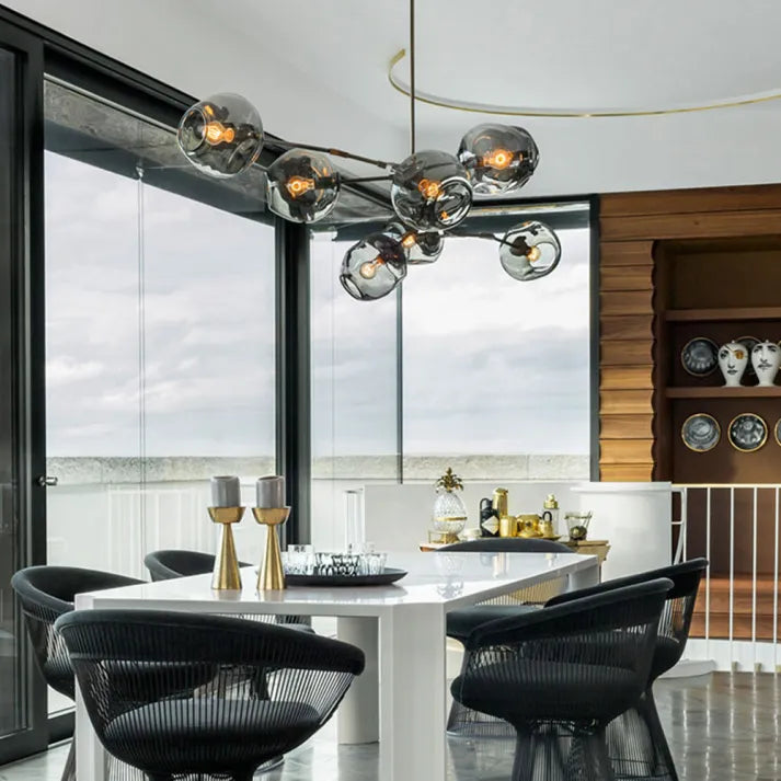 Modern Sputnik Pendant Lamp with Glass Bubble Accents - BubbleDrop