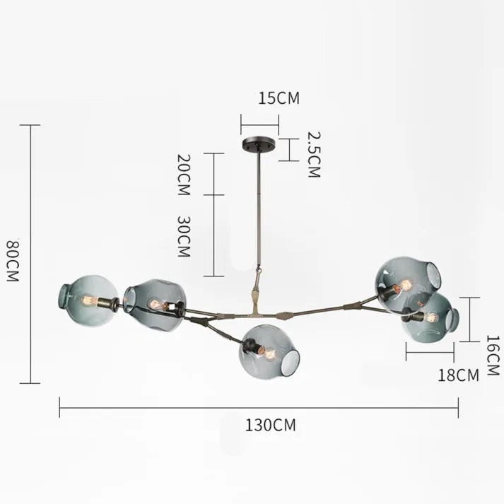 Modern Sputnik Pendant Lamp with Glass Bubble Accents - BubbleDrop
