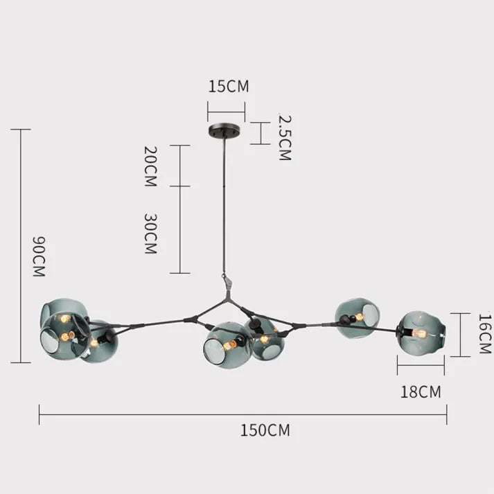 Modern Sputnik Pendant Lamp with Glass Bubble Accents - BubbleDrop