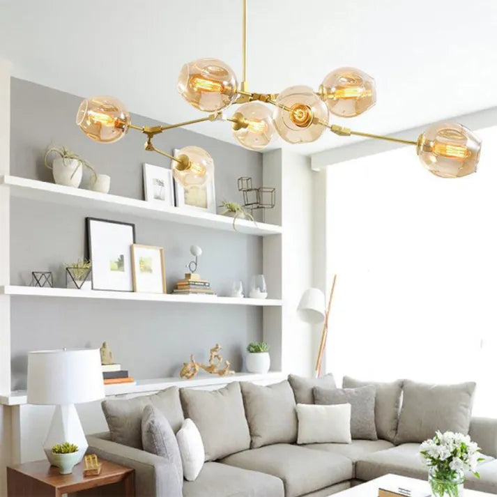 Modern Sputnik Pendant Lamp with Glass Bubble Accents - BubbleDrop