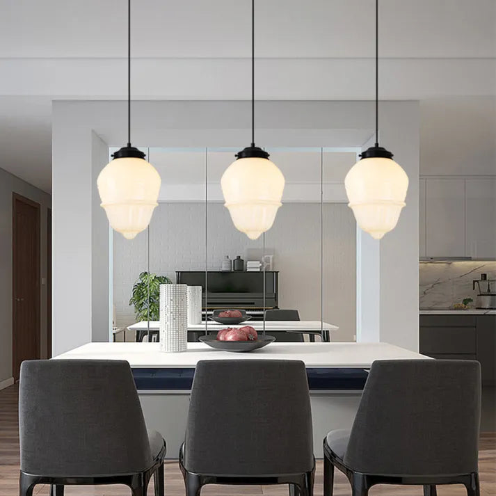 Chic Geometric Pendant Lamp in Matte Glass - GeoDrop