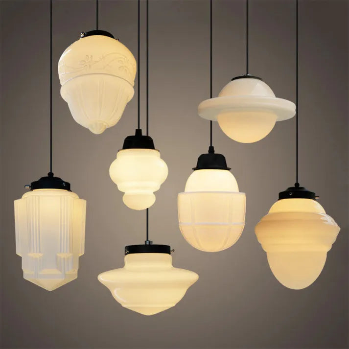 Chic Geometric Pendant Lamp in Matte Glass - GeoDrop