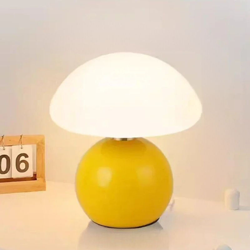 Modern Cream Ceramic Mushroom Table Lamp for a Cozy Glow - MushTable
