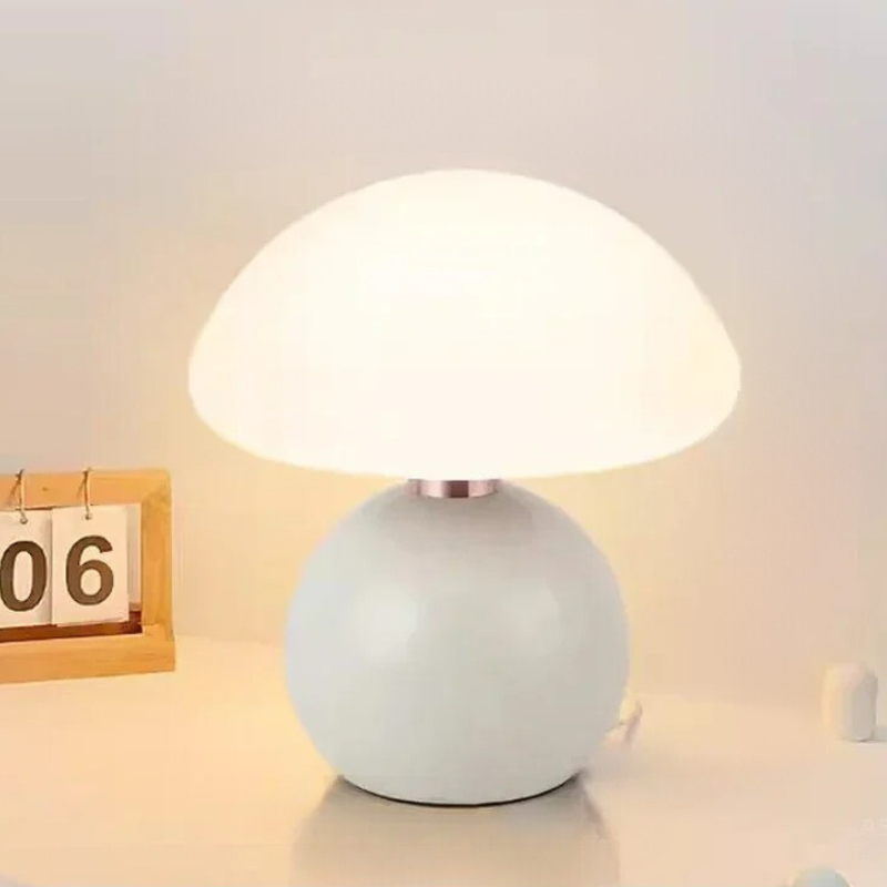 Modern Cream Ceramic Mushroom Table Lamp for a Cozy Glow - MushTable