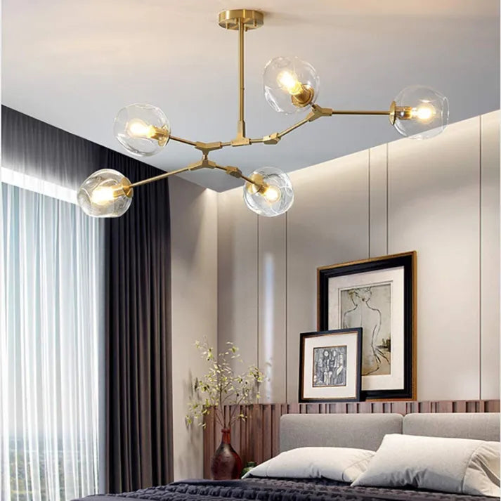 Modern Sputnik Pendant Lamp with Glass Bubble Accents - BubbleDrop