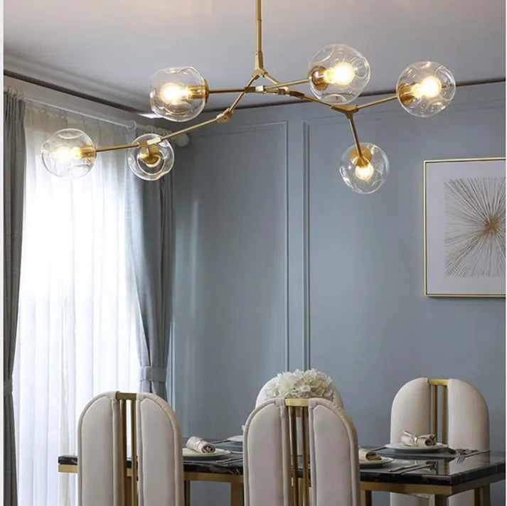 Modern Sputnik Pendant Lamp with Glass Bubble Accents - BubbleDrop