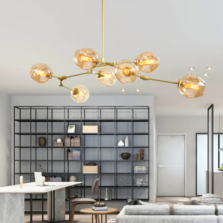 Modern Sputnik Pendant Lamp with Glass Bubble Accents - BubbleDrop
