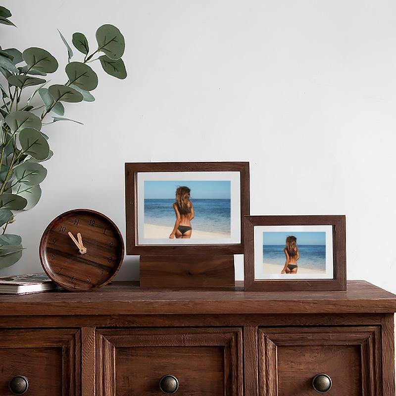 10 x 15 cm Rectangular Nut Brown Picture Frame with Wall Hanging