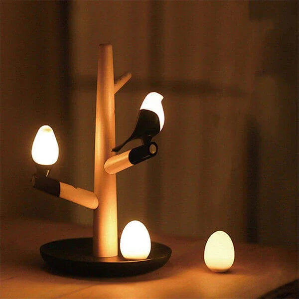 Smart Motion-Sensor Table Lamp with Natural Wood Design - WoodTable