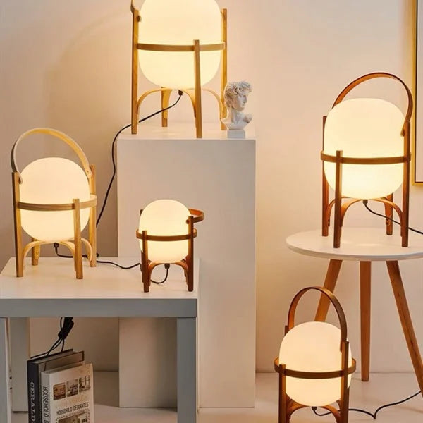 Woven Basket LED Lamp for Ambient Elegance - BasketTable