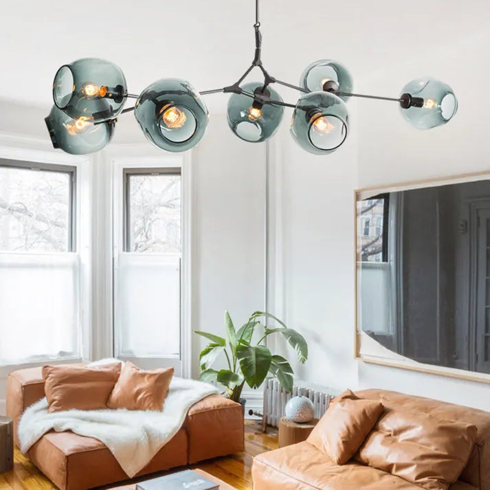 Modern Sputnik Pendant Lamp with Glass Bubble Accents - BubbleDrop