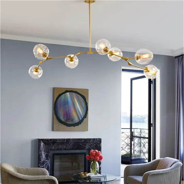 Modern Sputnik Pendant Lamp with Glass Bubble Accents - BubbleDrop