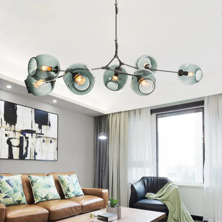 Modern Sputnik Pendant Lamp with Glass Bubble Accents - BubbleDrop