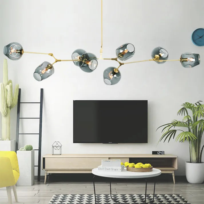 Modern Sputnik Pendant Lamp with Glass Bubble Accents - BubbleDrop