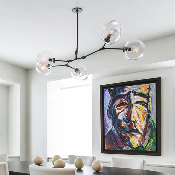 Modern Sputnik Pendant Lamp with Glass Bubble Accents - BubbleDrop