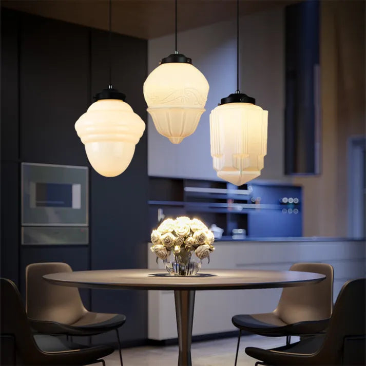 Chic Geometric Pendant Lamp in Matte Glass - GeoDrop