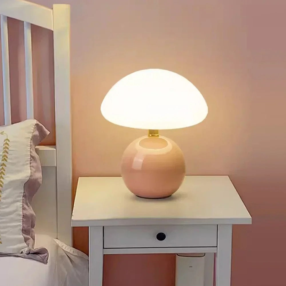 Modern Cream Ceramic Mushroom Table Lamp for a Cozy Glow - MushTable